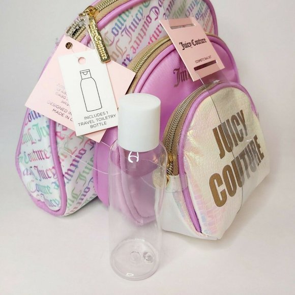 Juicy Couture Logo 3 Cosmetic Bags Iridescent Lilac Purple Pink🆕⌚FAST⚡📦🏃🏻🚚 - Picture 10 of 15